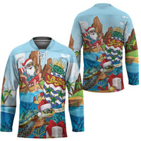 Cayman Islands Christmas Hockey Jersey Santa Claus Turtle Beachy Xmas - Wonder Print Shop