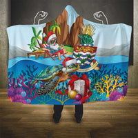 Cayman Islands Christmas Hooded Blanket Santa Claus Turtle Beachy Xmas - Wonder Print Shop