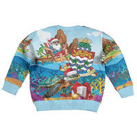 Cayman Islands Christmas Kid Ugly Christmas Sweater Santa Claus Turtle Beachy Xmas - Wonder Print Shop