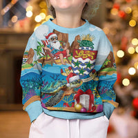 Cayman Islands Christmas Kid Ugly Christmas Sweater Santa Claus Turtle Beachy Xmas - Wonder Print Shop