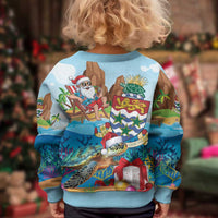 Cayman Islands Christmas Kid Ugly Christmas Sweater Santa Claus Turtle Beachy Xmas - Wonder Print Shop