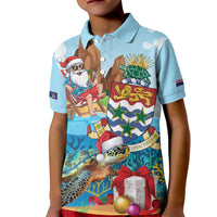 Cayman Islands Christmas Kid Polo Shirt Santa Claus Turtle Beachy Xmas - Wonder Print Shop
