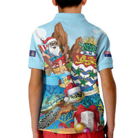 Cayman Islands Christmas Kid Polo Shirt Santa Claus Turtle Beachy Xmas - Wonder Print Shop