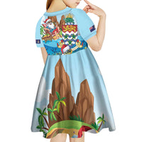 Cayman Islands Christmas Kid Short Sleeve Dress Santa Claus Turtle Beachy Xmas - Wonder Print Shop