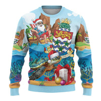 Cayman Islands Christmas Ugly Christmas Sweater Santa Claus Turtle Beachy Xmas - Wonder Print Shop