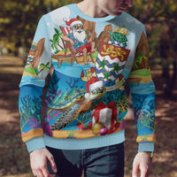 Cayman Islands Christmas Ugly Christmas Sweater Santa Claus Turtle Beachy Xmas - Wonder Print Shop