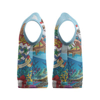 Cayman Islands Christmas Knitted V-Neck Vest Santa Claus Turtle Beachy Xmas - Wonder Print Shop