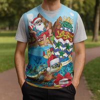 Cayman Islands Christmas Knitted V-Neck Vest Santa Claus Turtle Beachy Xmas - Wonder Print Shop