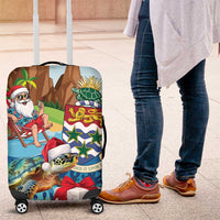 Cayman Islands Christmas Luggage Cover Santa Claus Turtle Beachy Xmas - Wonder Print Shop