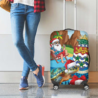 Cayman Islands Christmas Luggage Cover Santa Claus Turtle Beachy Xmas - Wonder Print Shop