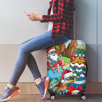 Cayman Islands Christmas Luggage Cover Santa Claus Turtle Beachy Xmas - Wonder Print Shop