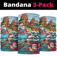Cayman Islands Christmas Neck Gaiter Santa Claus Turtle Beachy Xmas - Wonder Print Shop