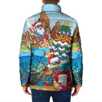 Cayman Islands Christmas Padded Jacket Santa Claus Turtle Beachy Xmas - Wonder Print Shop