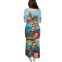 Cayman Islands Christmas Puletasi Santa Claus Turtle Beachy Xmas - Wonder Print Shop