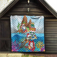 Cayman Islands Christmas Quilt Santa Claus Turtle Beachy Xmas - Wonder Print Shop