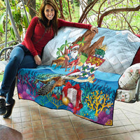 Cayman Islands Christmas Quilt Santa Claus Turtle Beachy Xmas - Wonder Print Shop