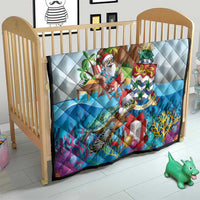 Cayman Islands Christmas Quilt Santa Claus Turtle Beachy Xmas - Wonder Print Shop