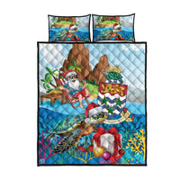 Cayman Islands Christmas Quilt Bed Set Santa Claus Turtle Beachy Xmas - Wonder Print Shop