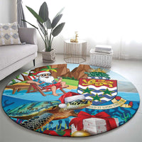 Cayman Islands Christmas Round Carpet Santa Claus Turtle Beachy Xmas - Wonder Print Shop