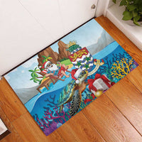 Cayman Islands Christmas Rubber Doormat Santa Claus Turtle Beachy Xmas - Wonder Print Shop