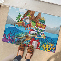 Cayman Islands Christmas Rubber Doormat Santa Claus Turtle Beachy Xmas - Wonder Print Shop