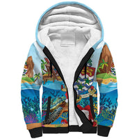 Cayman Islands Christmas Sherpa Hoodie Santa Claus Turtle Beachy Xmas - Wonder Print Shop