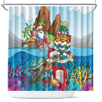 Cayman Islands Christmas Shower Curtain Santa Claus Turtle Beachy Xmas - Wonder Print Shop