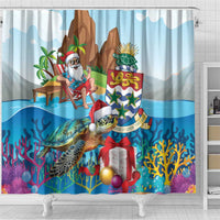 Cayman Islands Christmas Shower Curtain Santa Claus Turtle Beachy Xmas - Wonder Print Shop