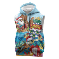 Cayman Islands Christmas Sleeveless Hoodie Santa Claus Turtle Beachy Xmas - Wonder Print Shop