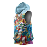 Cayman Islands Christmas Sleeveless Hoodie Santa Claus Turtle Beachy Xmas - Wonder Print Shop