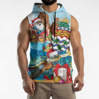 Cayman Islands Christmas Sleeveless Hoodie Santa Claus Turtle Beachy Xmas - Wonder Print Shop