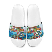 Cayman Islands Christmas Slide Sandals Santa Claus Turtle Beachy Xmas - Wonder Print Shop
