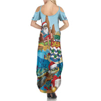 Cayman Islands Christmas Summer Maxi Dress Santa Claus Turtle Beachy Xmas - Wonder Print Shop
