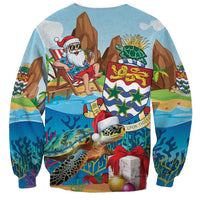 Cayman Islands Christmas Sweatshirt Santa Claus Turtle Beachy Xmas - Wonder Print Shop