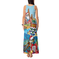 Cayman Islands Christmas Tank Maxi Dress Santa Claus Turtle Beachy Xmas - Wonder Print Shop