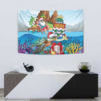 Cayman Islands Christmas Tapestry Santa Claus Turtle Beachy Xmas - Wonder Print Shop