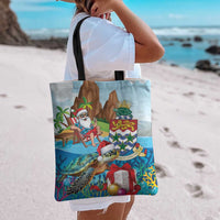 Cayman Islands Christmas Tote Bag Santa Claus Turtle Beachy Xmas - Wonder Print Shop