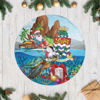 Cayman Islands Christmas Tree Skirt Santa Claus Turtle Beachy Xmas - Wonder Print Shop