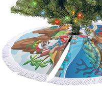 Cayman Islands Christmas Tree Skirt Santa Claus Turtle Beachy Xmas - Wonder Print Shop