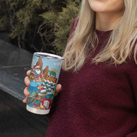 Cayman Islands Christmas Tumbler Cup Santa Claus Turtle Beachy Xmas - Wonder Print Shop