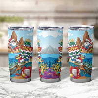 Cayman Islands Christmas Tumbler Cup Santa Claus Turtle Beachy Xmas - Wonder Print Shop