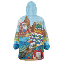 Cayman Islands Christmas Wearable Blanket Hoodie Santa Claus Turtle Beachy Xmas - Wonder Print Shop