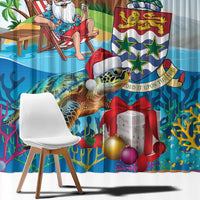 Cayman Islands Christmas Window Curtain Santa Claus Turtle Beachy Xmas - Wonder Print Shop