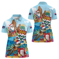 Cayman Islands Christmas Women Polo Shirt Santa Claus Turtle Beachy Xmas - Wonder Print Shop