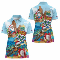Cayman Islands Christmas Women Polo Shirt Santa Claus Turtle Beachy Xmas - Wonder Print Shop