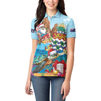 Cayman Islands Christmas Women Polo Shirt Santa Claus Turtle Beachy Xmas - Wonder Print Shop