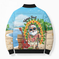 Personalized Hawaii Golf Christmas Bomber Puffer Jacket Mele Kalikimaka Funny Golfer Santa - Wonder Print Shop