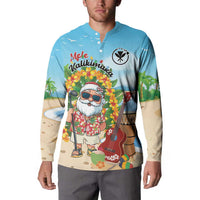 Personalized Hawaii Golf Christmas Button Sweatshirt Mele Kalikimaka Funny Golfer Santa - Wonder Print Shop