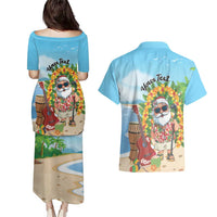 Personalized Hawaii Golf Christmas Couples Matching Puletasi and Hawaiian Shirt Mele Kalikimaka Funny Golfer Santa - Wonder Print Shop
