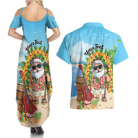 Personalized Hawaii Golf Christmas Couples Matching Summer Maxi Dress and Hawaiian Shirt Mele Kalikimaka Funny Golfer Santa - Wonder Print Shop
